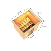 Maße Sauna Adelina mit Dachkranz